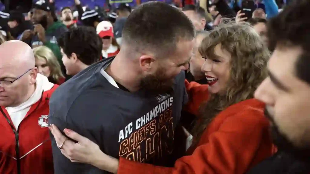 enter Country Sweetheart Meets Gridiron Great: Taylor Swift Celebrates with Travis Kelce as the Chiefs Advance to Super Bowl